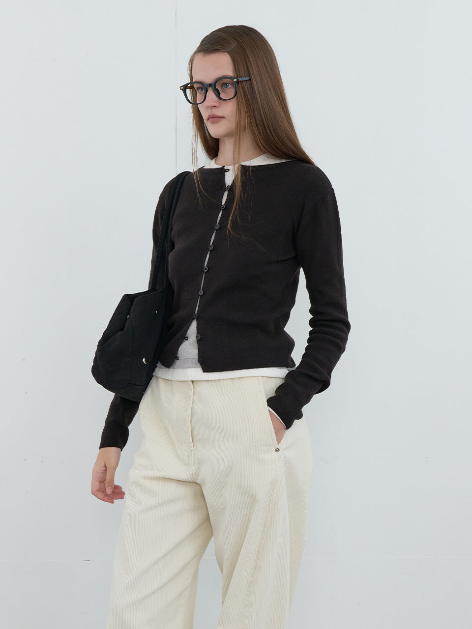 Kijun - Button Up Knit Top (Black) product image 1 | TRAB K-Fashion Australia