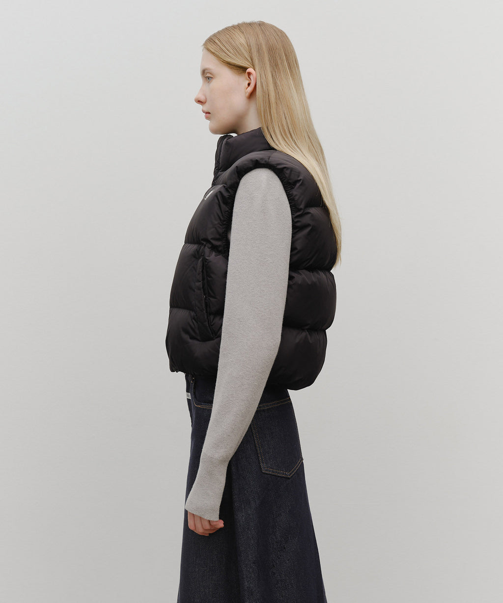 Marithe & Francois Girbaud - Classic Logo Crop Down Vest (Black) product image 2 | TRAB K-Fashion Australia