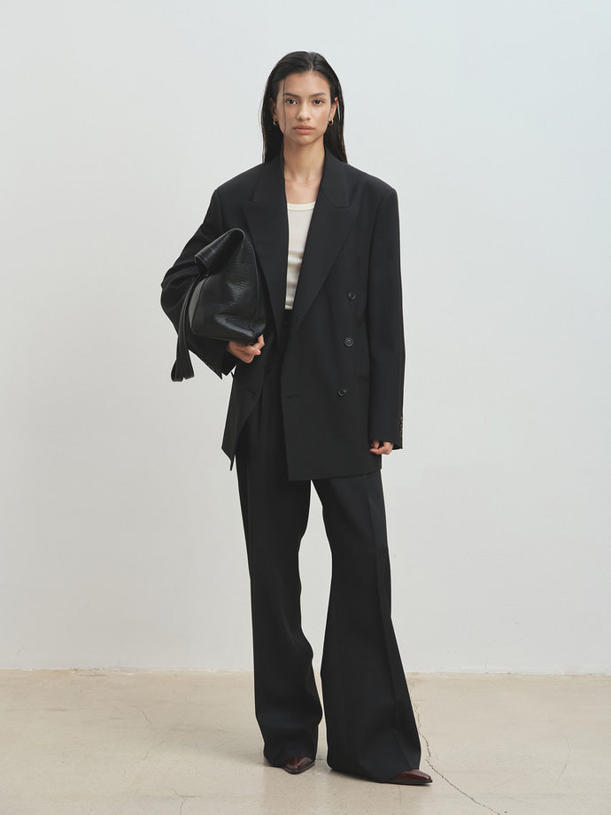 Tonywack - Wool Twill Double-Breasted Tailored Jacket (Black) product image 2 | TRAB K-Fashion Australia