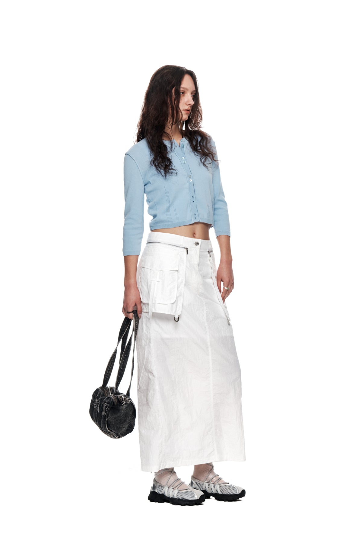 Matin Kim - Three Quarter Sleeve Round Cardigan (Sky) product image 8 | TRAB K-Fashion Australia