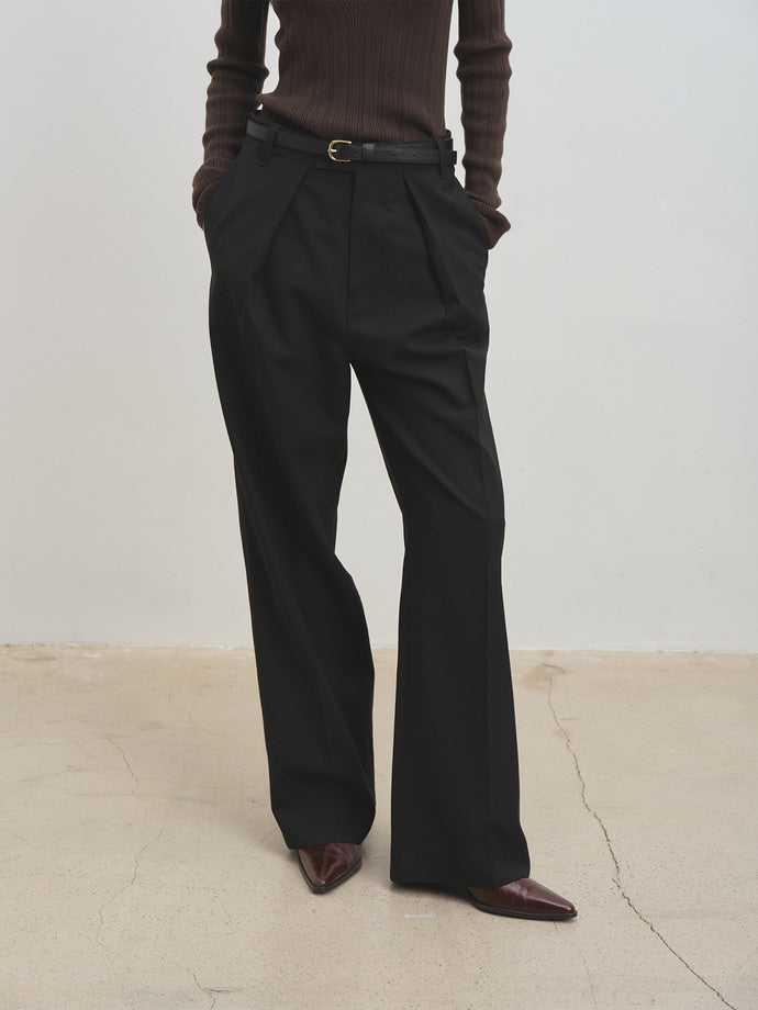 Tonywack - Light Wool Pleated Wide Trousers (Black) product image 6 | TRAB K-Fashion Australia