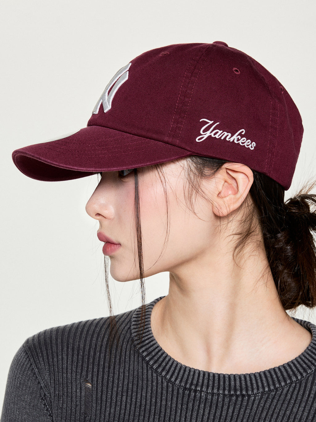 MLB Korea - MLB Signature Unstructured Ball Cap New York Yankees (Wine) product image 5 | TRAB K-Fashion Australia