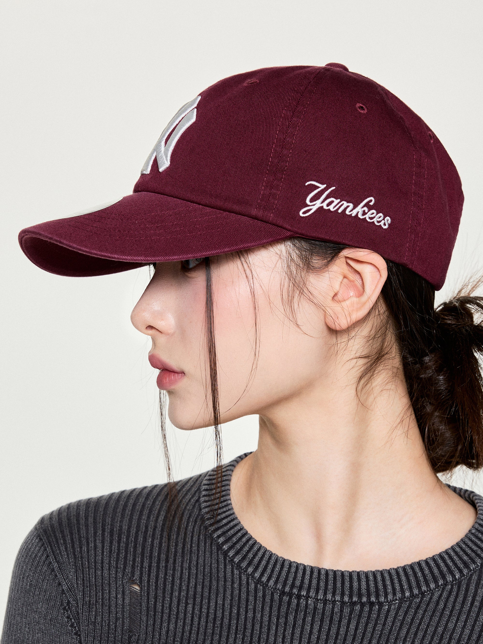 MLB Korea - MLB Signature Unstructured Ball Cap New York Yankees (Wine) product image 5 | TRAB K-Fashion Australia