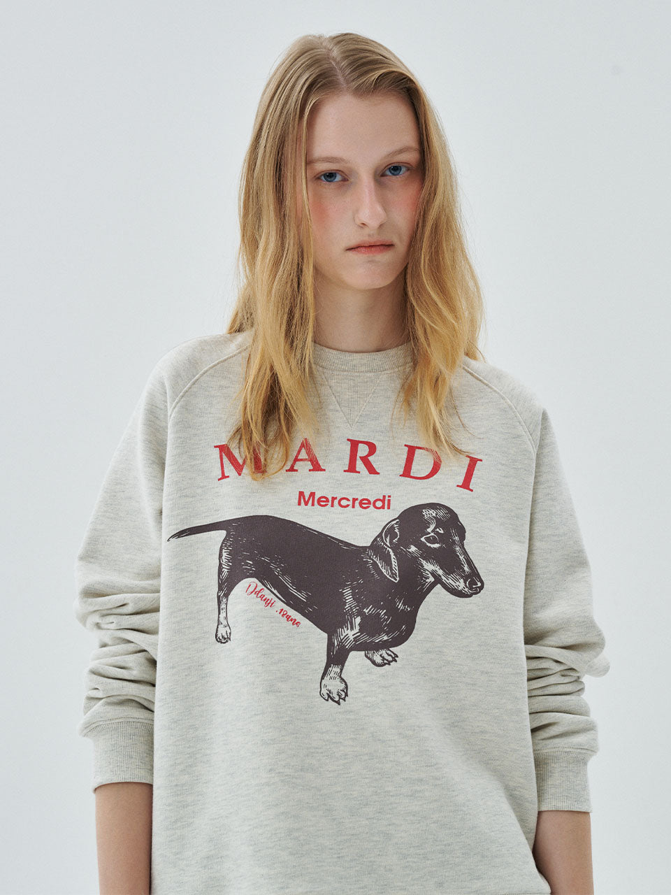Mardi Mercredi - Sweatshirt Raglan Ddanji (Oatmeal Red) product image 1 | TRAB K-Fashion Australia