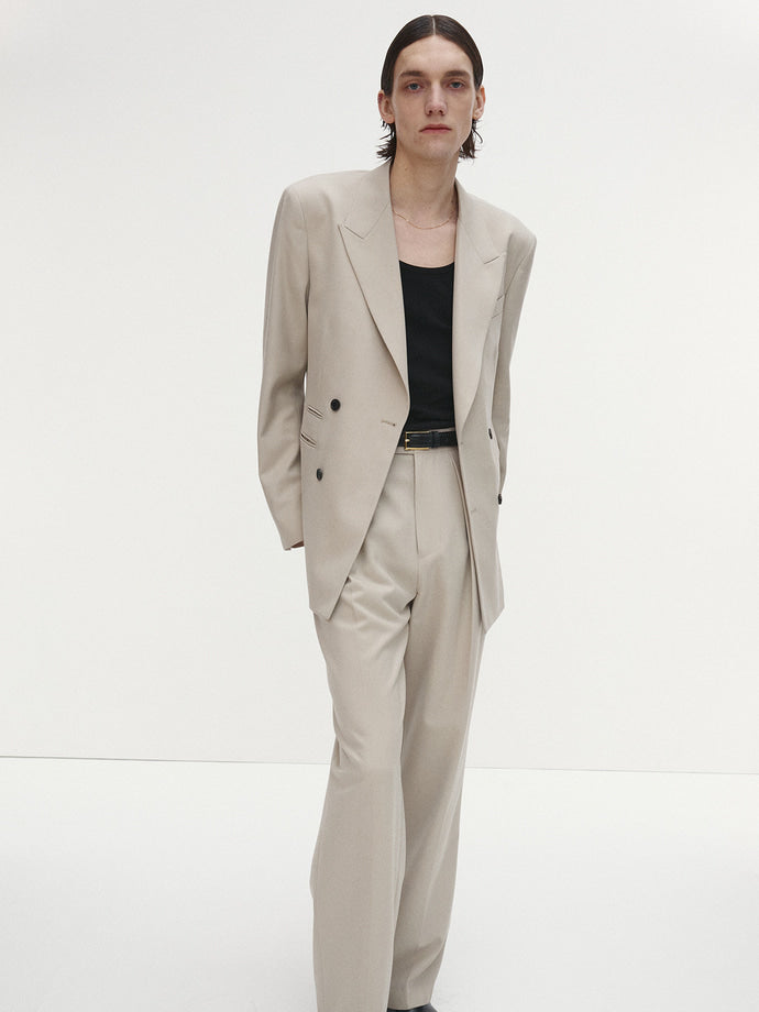 Tonywack - Wool Twill Double-Breasted Tailored Blazer (Ivory) product image 1 | TRAB K-Fashion Australia