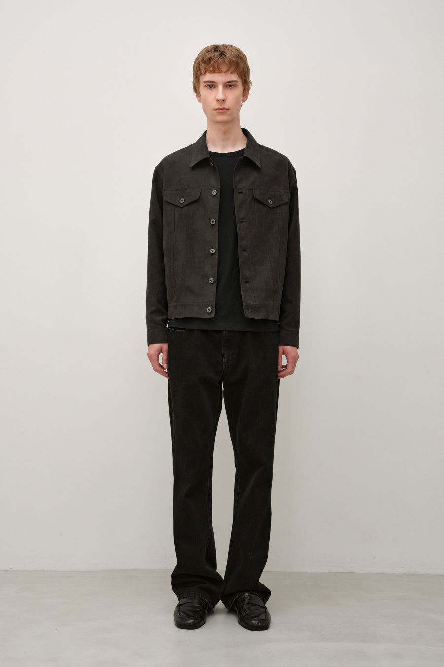 Insilence - Faux Suede Trucker Jacket (Brown) product image 3 | TRAB K-Fashion Australia