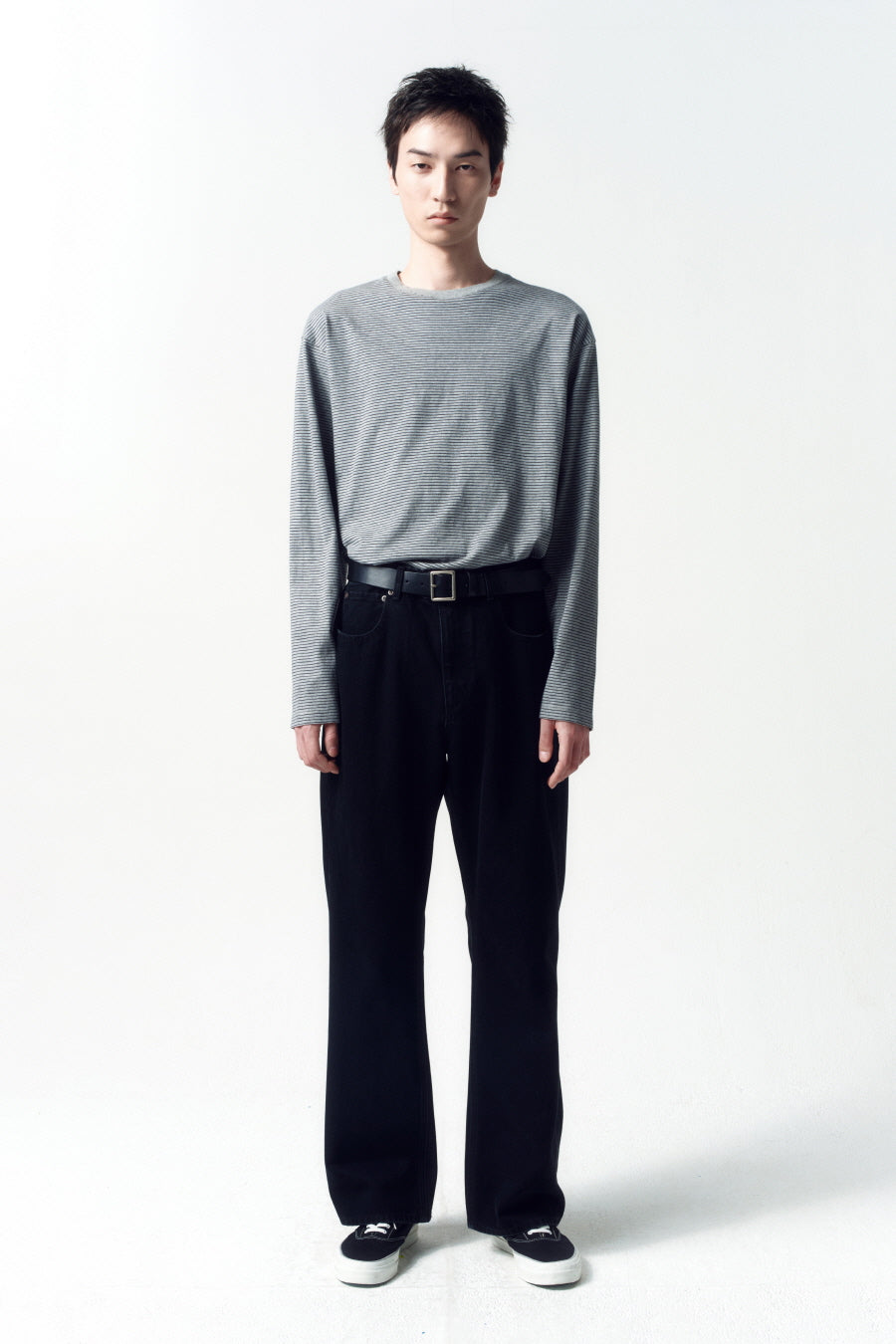 Insilence - Border Stripe Long Sleeve (Grey) product image 1 | TRAB K-Fashion Australia