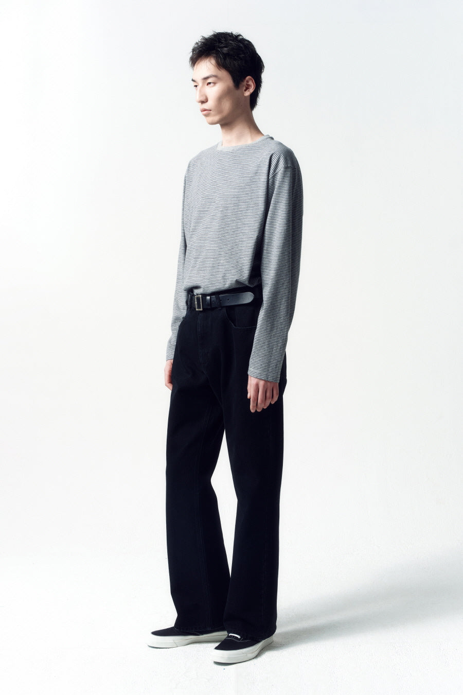 Insilence - Border Stripe Long Sleeve (Grey) product image 3 | TRAB K-Fashion Australia