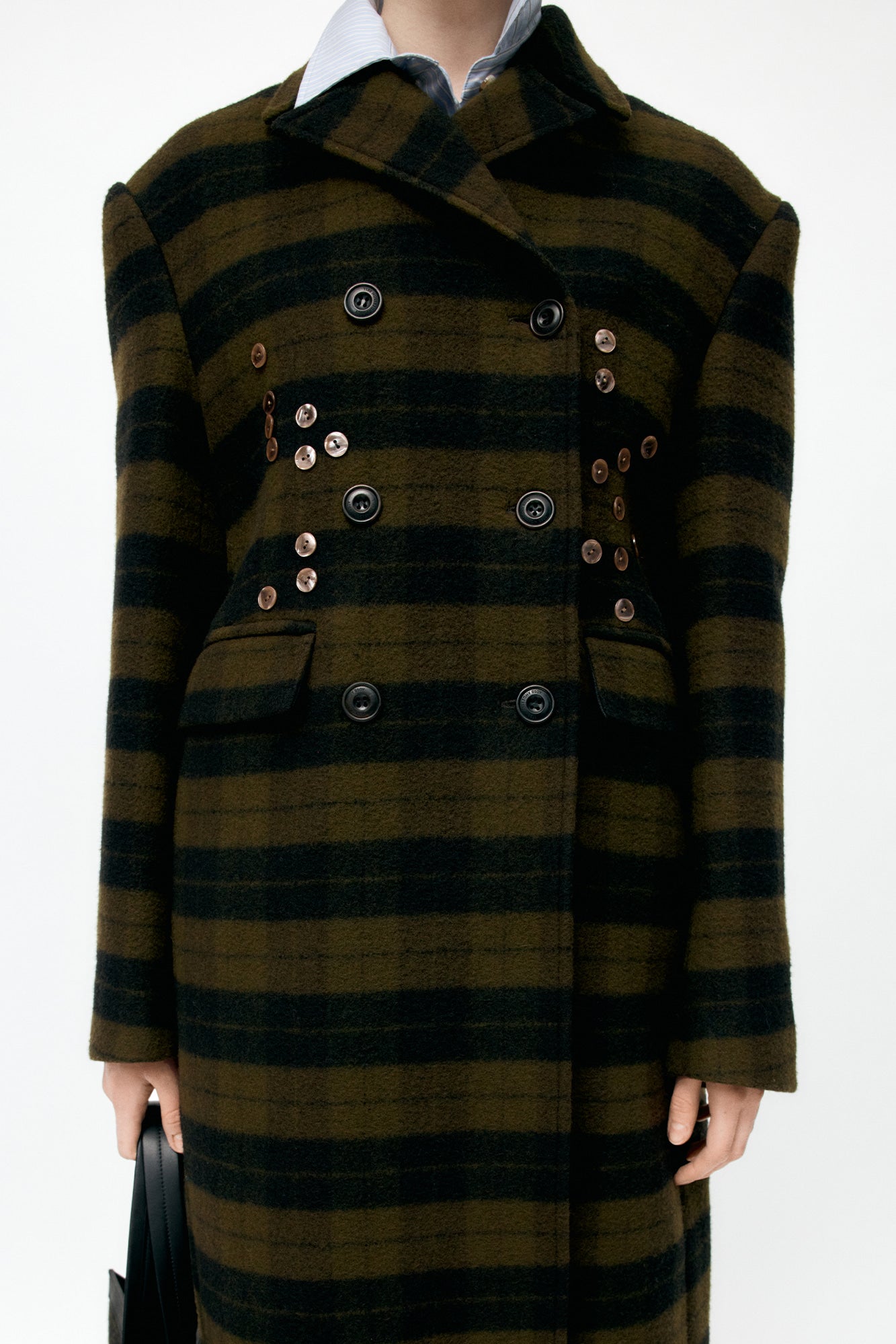 Andersson Bell - Lacie Check Buttons Coat (Green) product image 5 | TRAB K-Fashion Australia