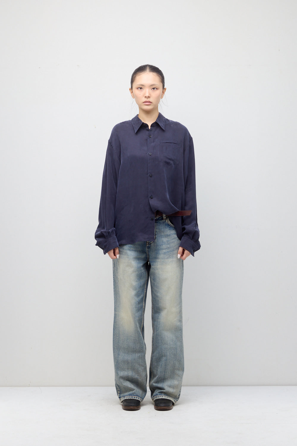 Hatchingroom - Drape Shirt (Dark Blue) product image 3 | TRAB K-Fashion Australia
