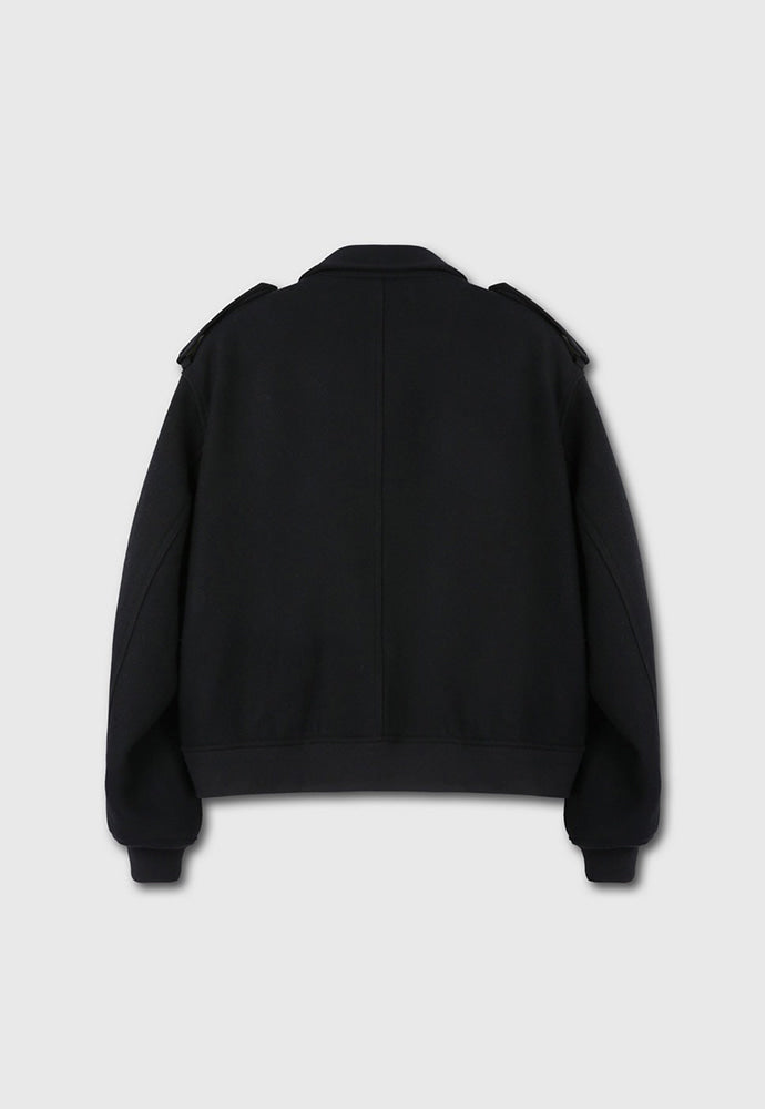 Tonywack - Felted Wool Epaulet Bomber Jacket (Black) product image 9 | TRAB K-Fashion Australia