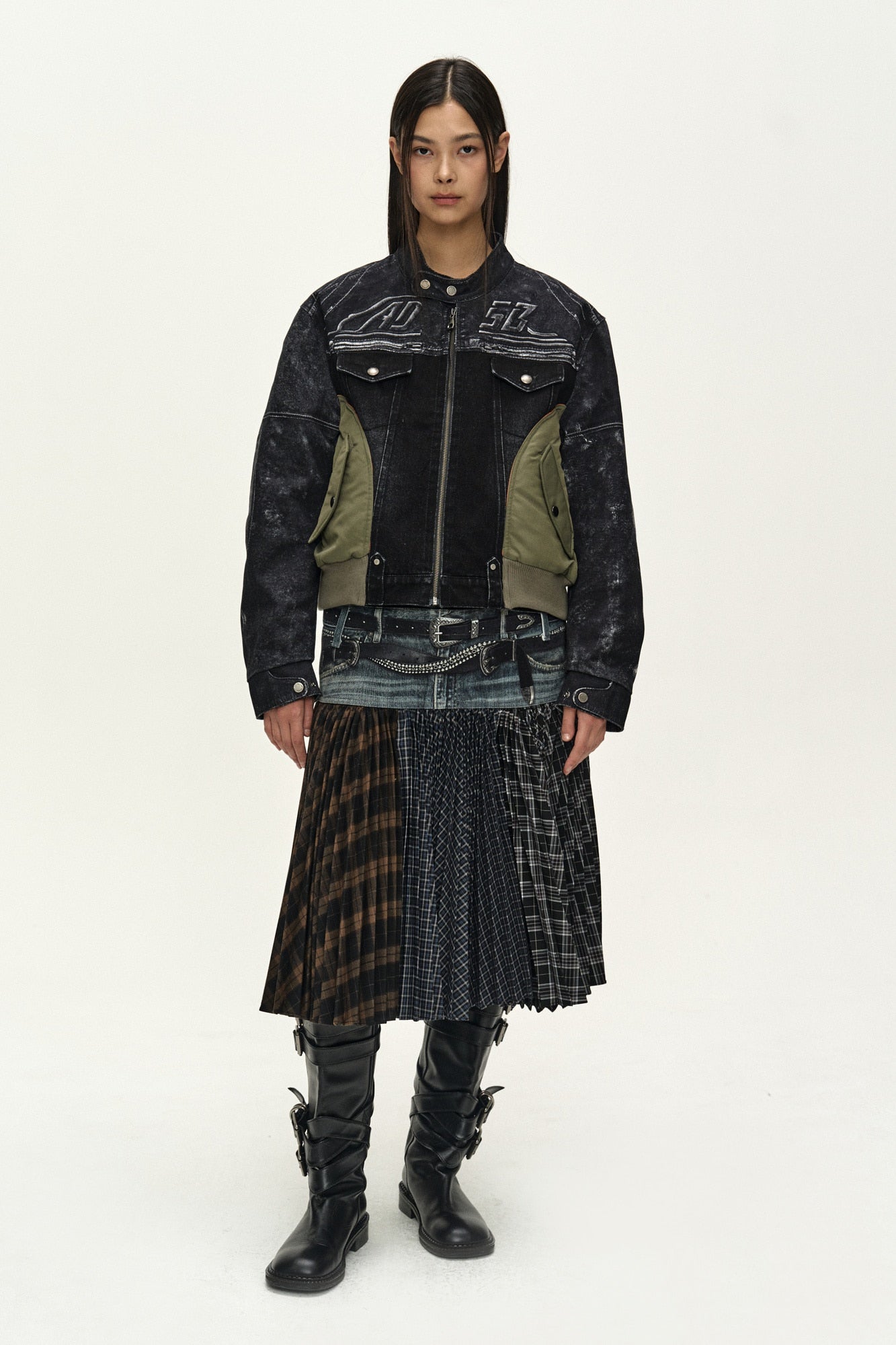 Andersson Bell - Double Belt Printed Accordion Pleats Skirt (blue) (Blue) product image 11 | TRAB K-Fashion Australia