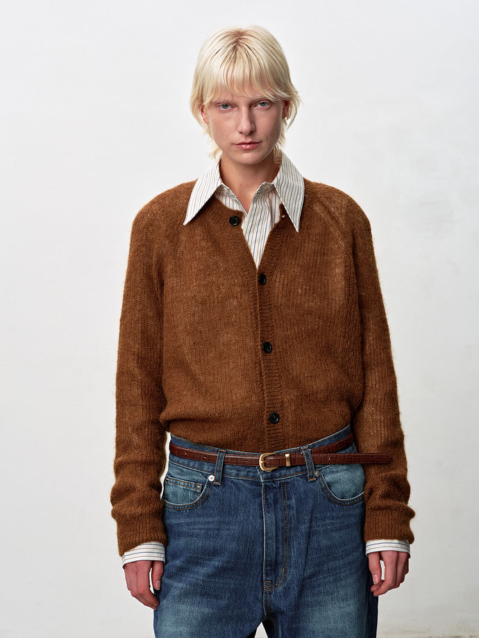Tonywack - Wool And Mohair Ribbed Mesh Cardigan (Camel) product image 6 | TRAB K-Fashion Australia