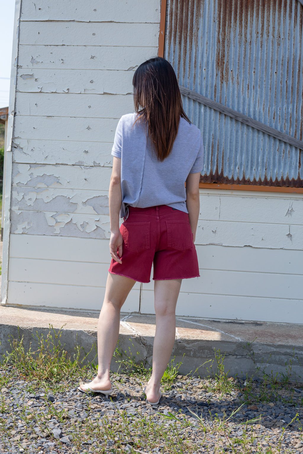 Matin Kim - Cut Line Point Denim Shorts (Red) product image 11 | TRAB K-Fashion Australia