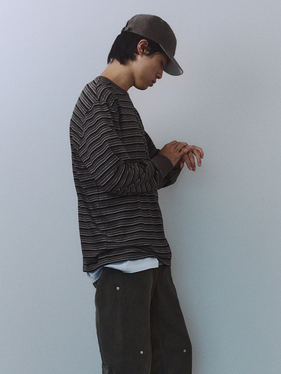 Kijun - Fresh Border Long Sleeve Tee (Brown) product image 1 | TRAB K-Fashion Australia