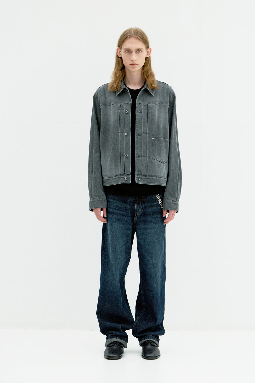 Coor - Type 1 Rib Texture Trucker Jacket (Washed Gray) product image 2 | TRAB K-Fashion Australia