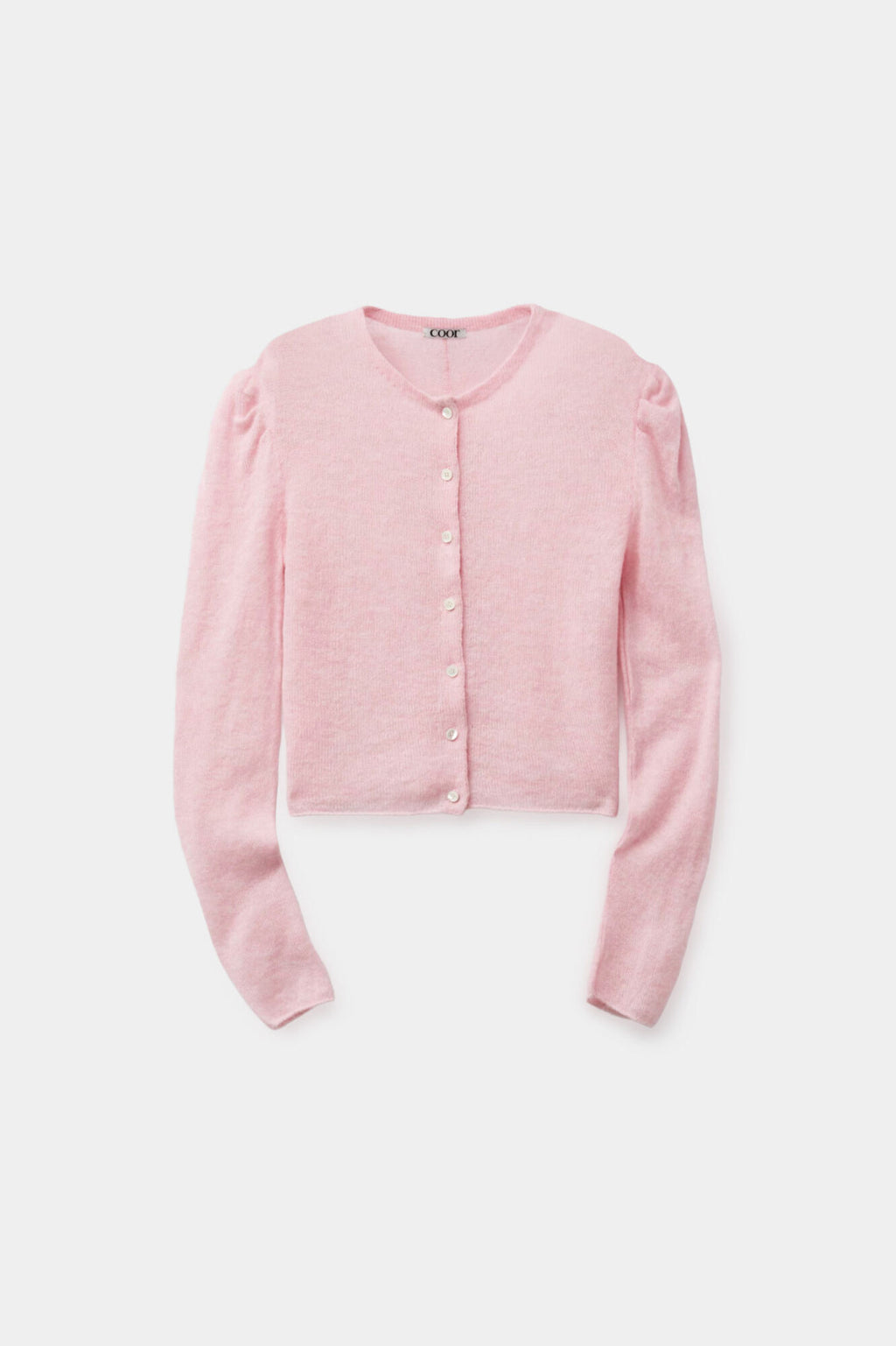 Coor - Puff Shoulder Cardigan (Melange Pink) product image 1 | TRAB K-Fashion Australia