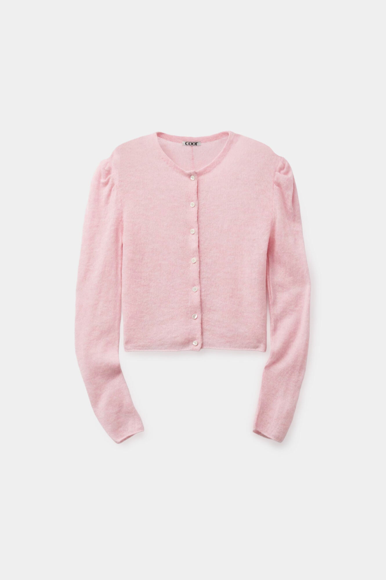 Coor - Puff Shoulder Cardigan (Melange Pink) product image 1 | TRAB K-Fashion Australia