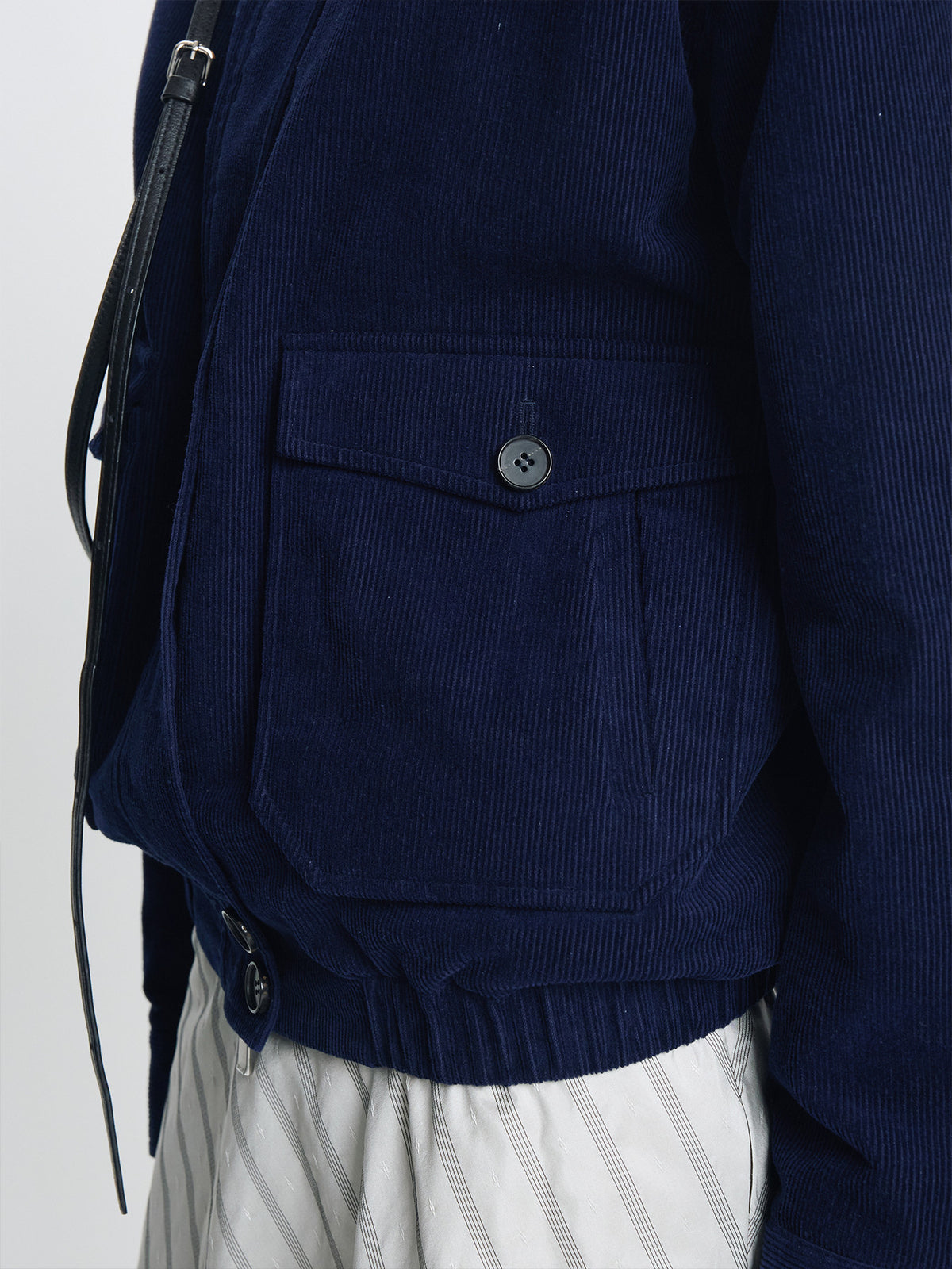 Tonywack - Leather Collar Corduroy Bomber Jacket (Midnight Blue) product image 7 | TRAB K-Fashion Australia
