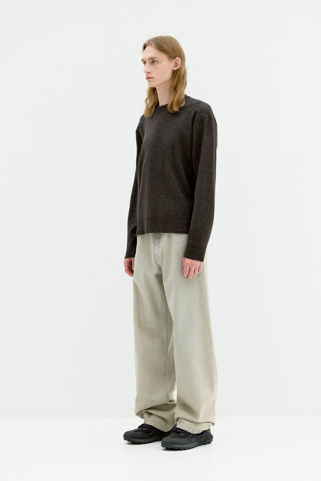 Coor - Merino Wool Crewneck Sweater (Melange Brown) product image 3 | TRAB K-Fashion Australia