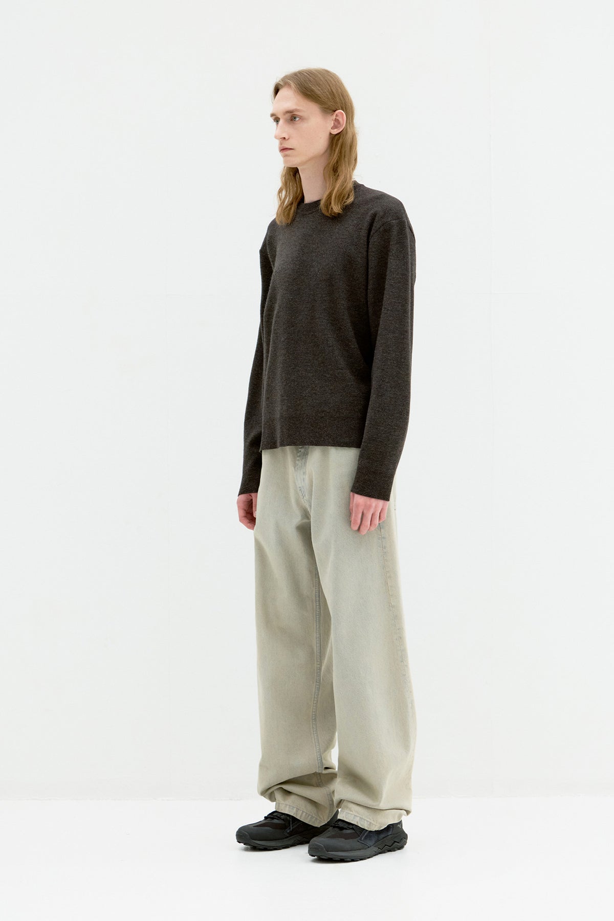 Coor - Merino Wool Crewneck Sweater (Melange Brown) product image 3 | TRAB K-Fashion Australia