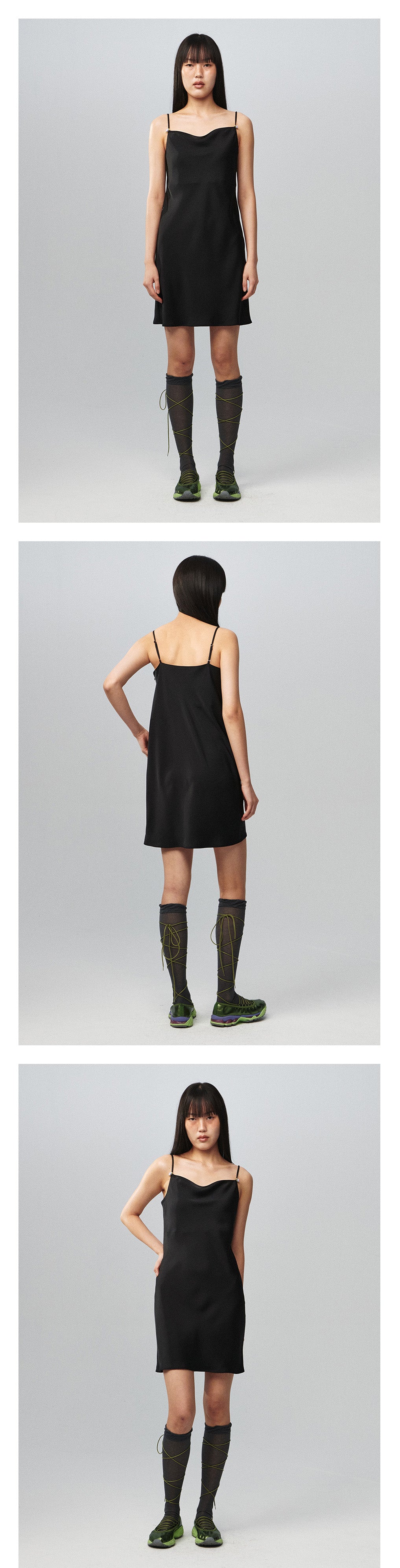 Kijun - Corsage Satin Dress (Black) product image 1 | TRAB K-Fashion Australia