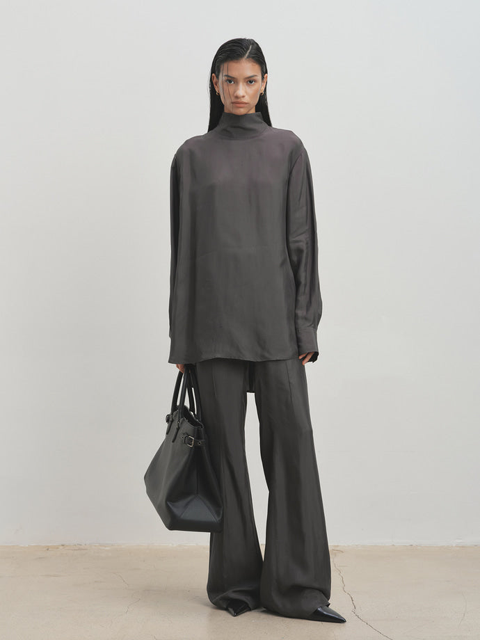 Tonywack - Liquid Oversized High Neck Top (Grey Khaki) product image 1 | TRAB K-Fashion Australia