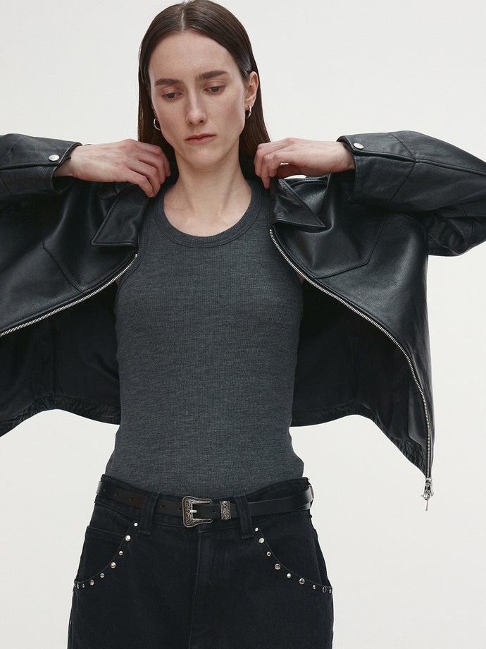 Tonywack - Super Fine Wool Ribbed Sleeveless (Japanese Fabric) (Charcoal) product image 6 | TRAB K-Fashion Australia