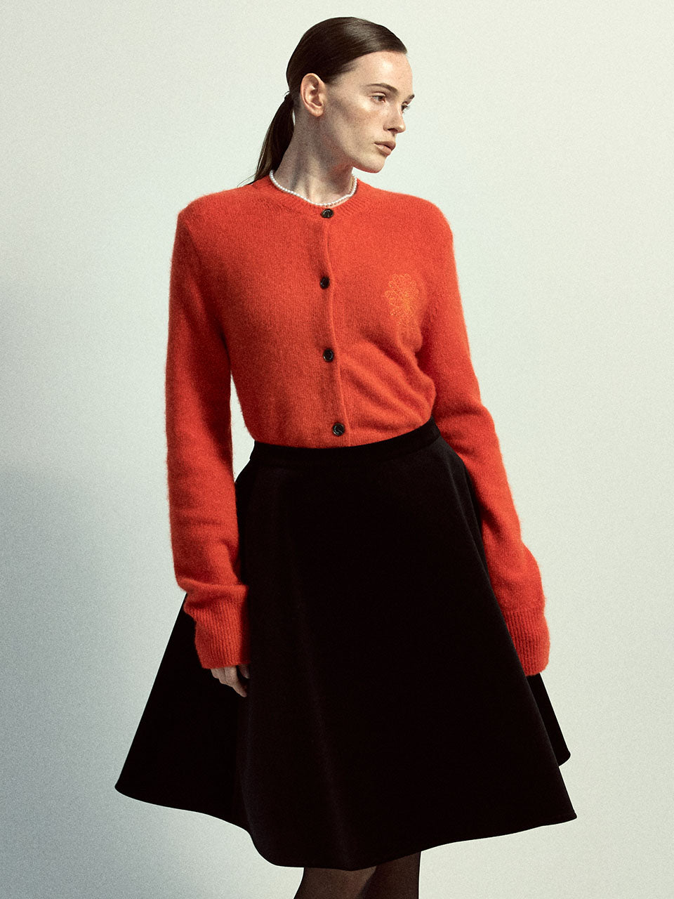 Mardi Mercredi - Raccoon Blended Cardigan Round Neck (Red Orange) product image 1 | TRAB K-Fashion Australia