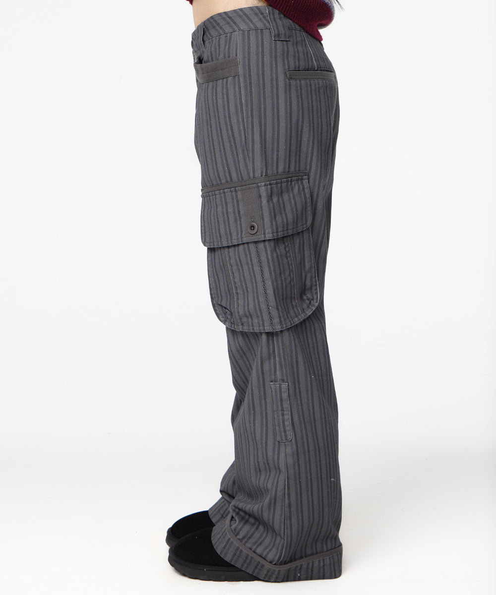 Coyseio - Stripe Big Pocket Cargo Pants (Charcoal) product image 5 | TRAB K-Fashion Australia
