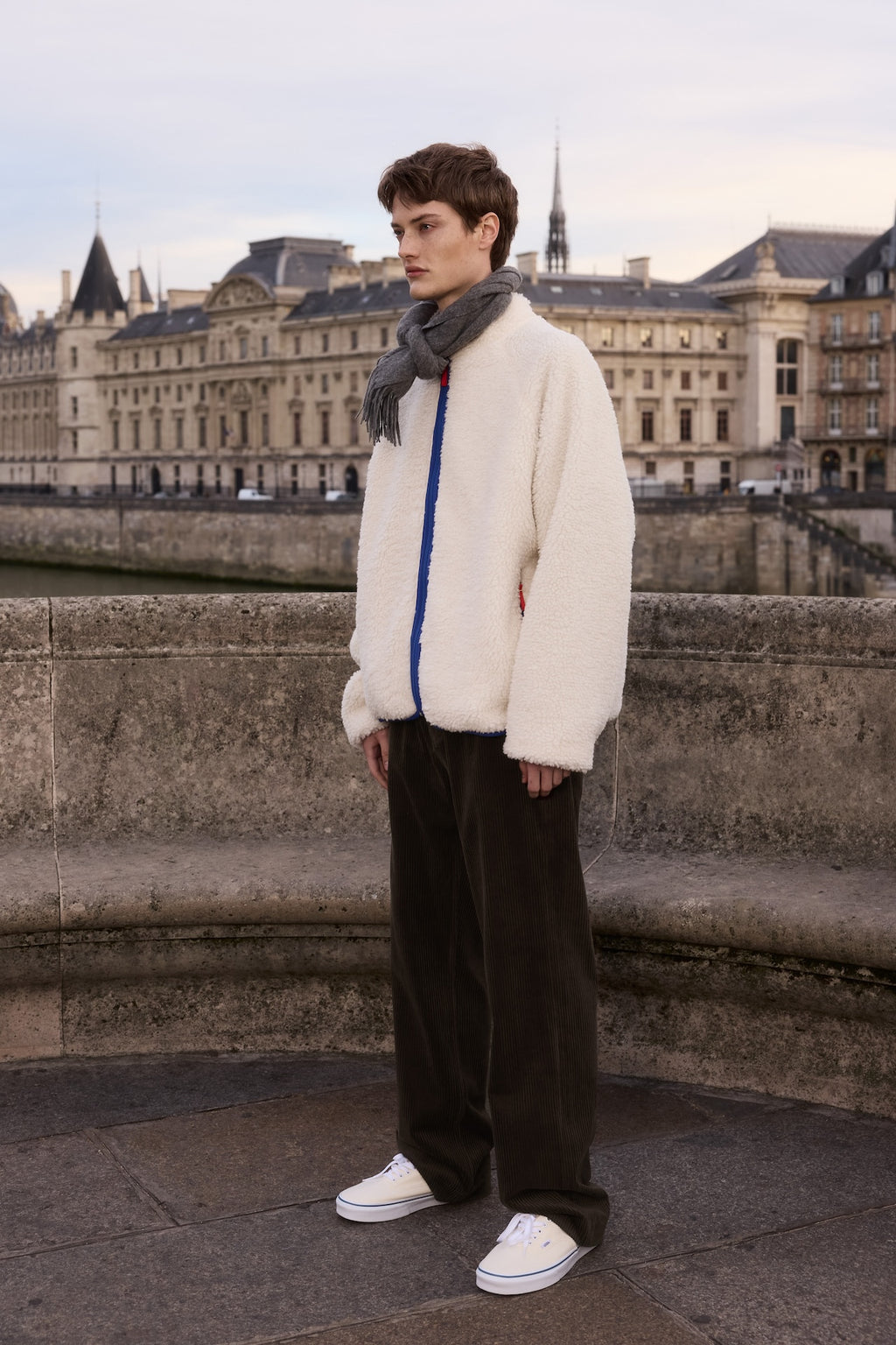 STU - Fleece Zip-Up Jacket In (Ivory) product image 3 | TRAB K-Fashion Australia