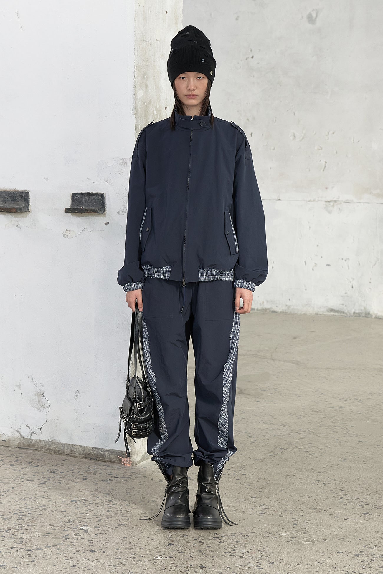 Deinet - Point Check Detail Jacket (Navy) product image 1 | TRAB K-Fashion Australia