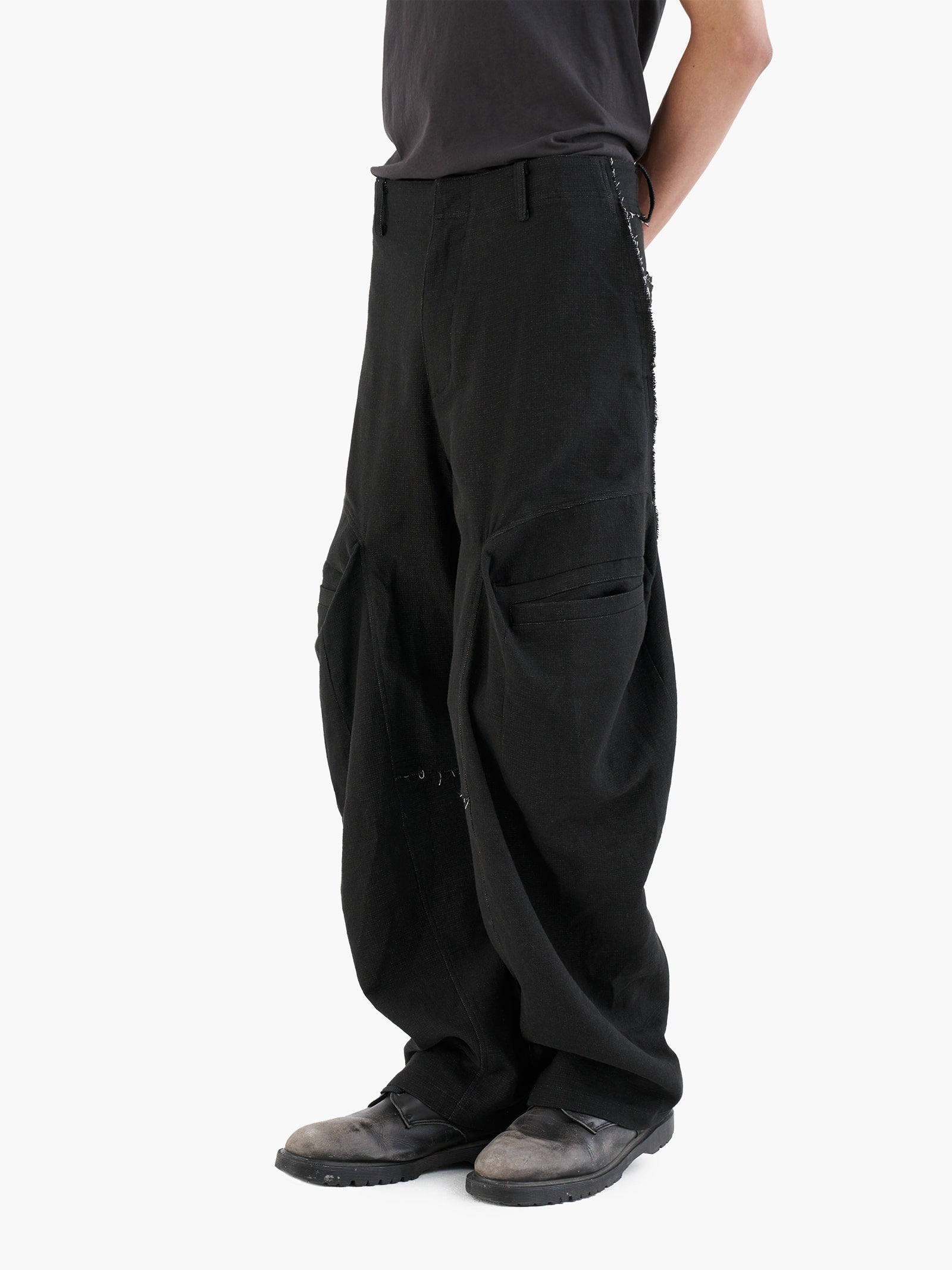 Jiyong Kim - Raw Edged 3D Pocket Trousers (Black) product image 5 | TRAB K-Fashion Australia