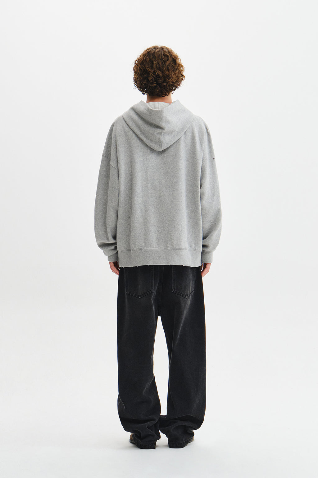 Matin Kim - Waffle Applique Logo Hood Top (Grey) product image 9 | TRAB K-Fashion Australia