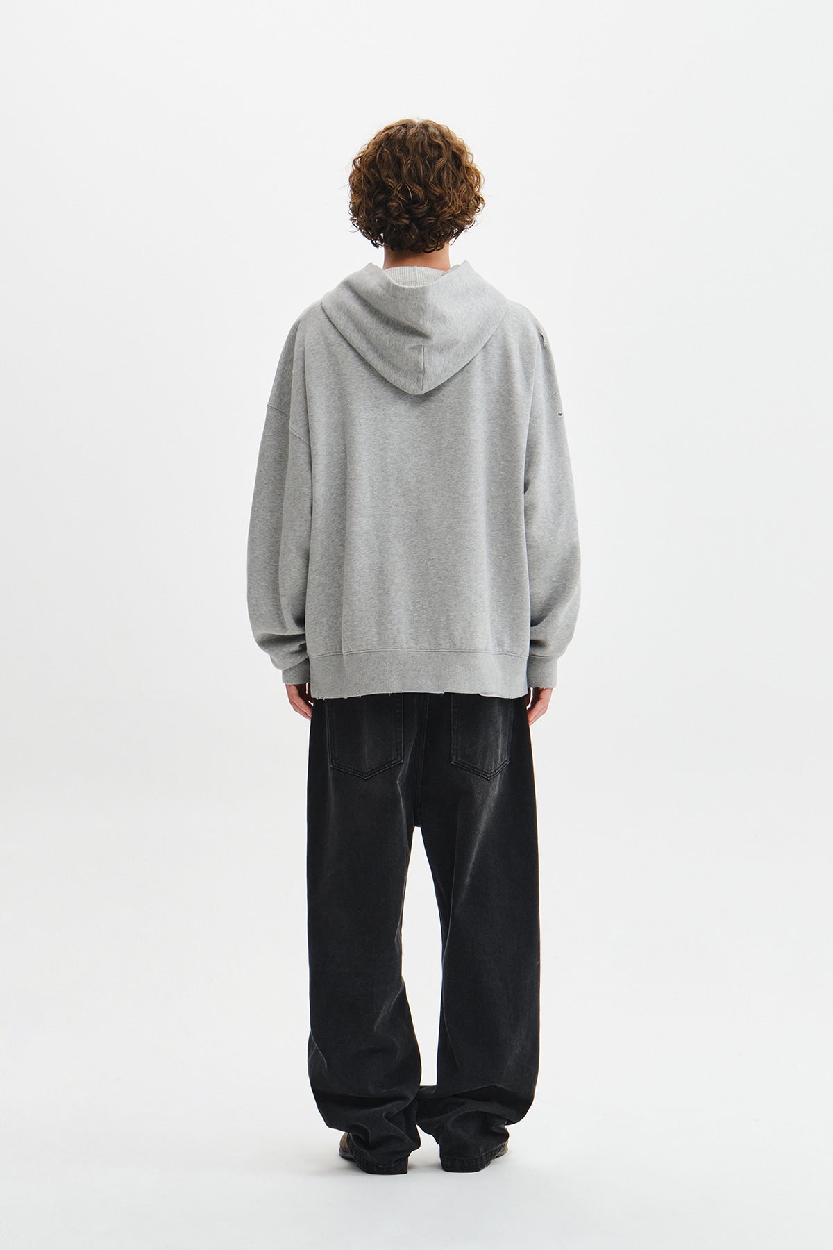Matin Kim - Waffle Applique Logo Hood Top (Grey) product image 9 | TRAB K-Fashion Australia