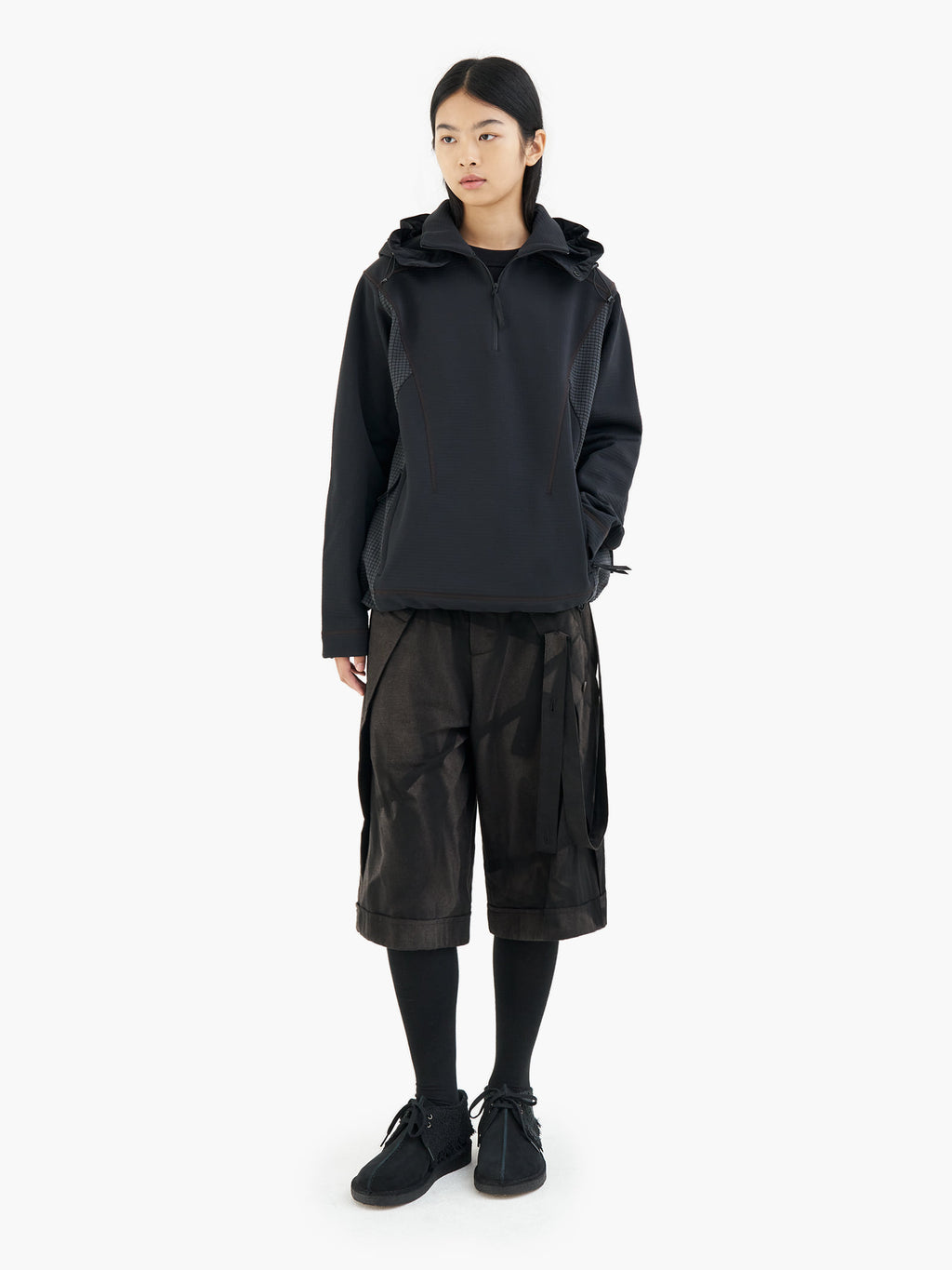 Jiyong Kim - Sun-Bleched Layered Half Trousers (Black) product image 2 | TRAB K-Fashion Australia