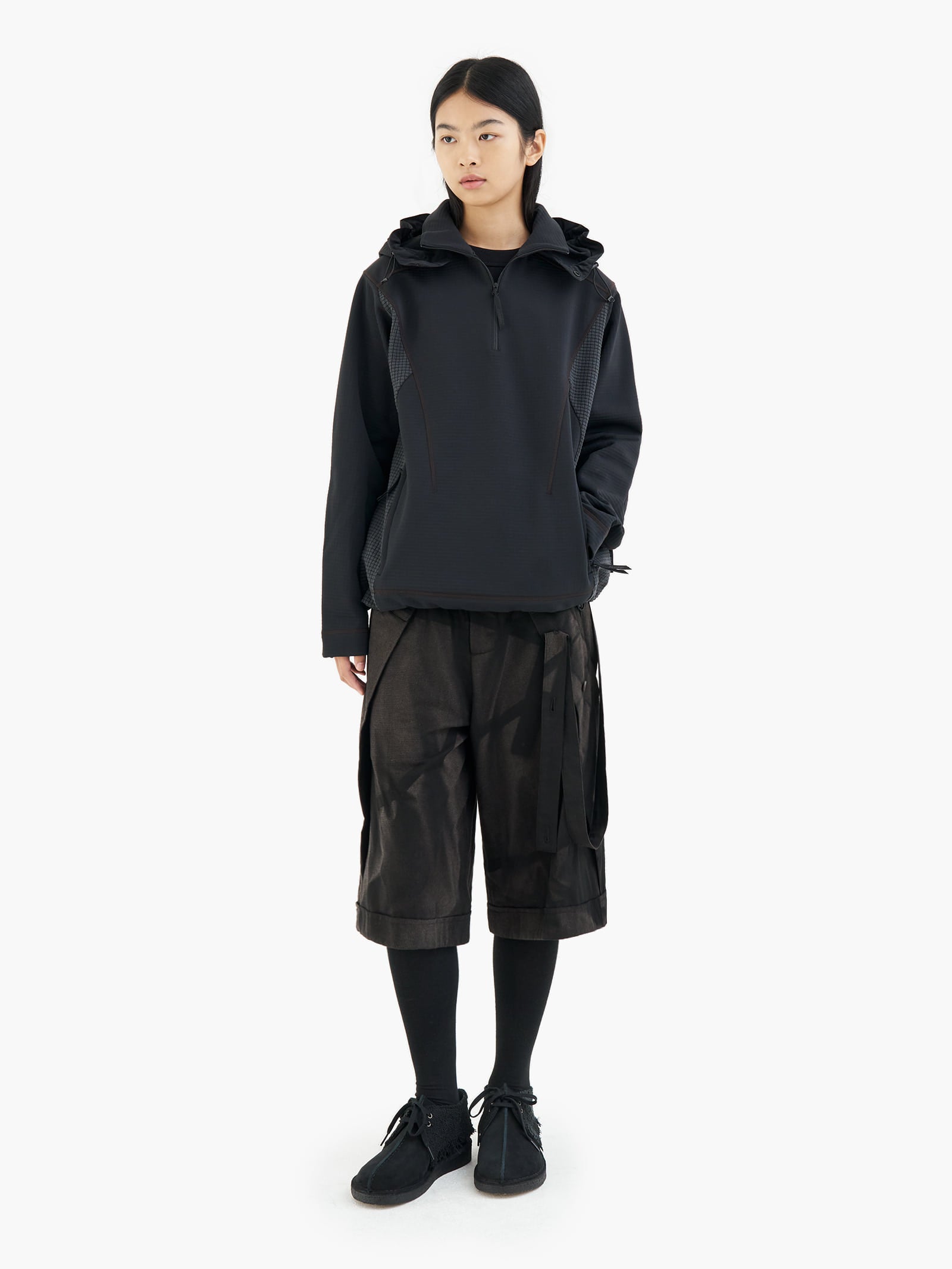 Jiyong Kim - Sun-Bleched Layered Half Trousers (Black) product image 2 | TRAB K-Fashion Australia