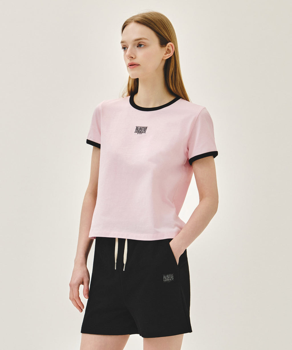 Marithe & Francois Girbaud - Classic Logo Ringer Tee (Light Pink) product image 2 | TRAB K-Fashion Australia
