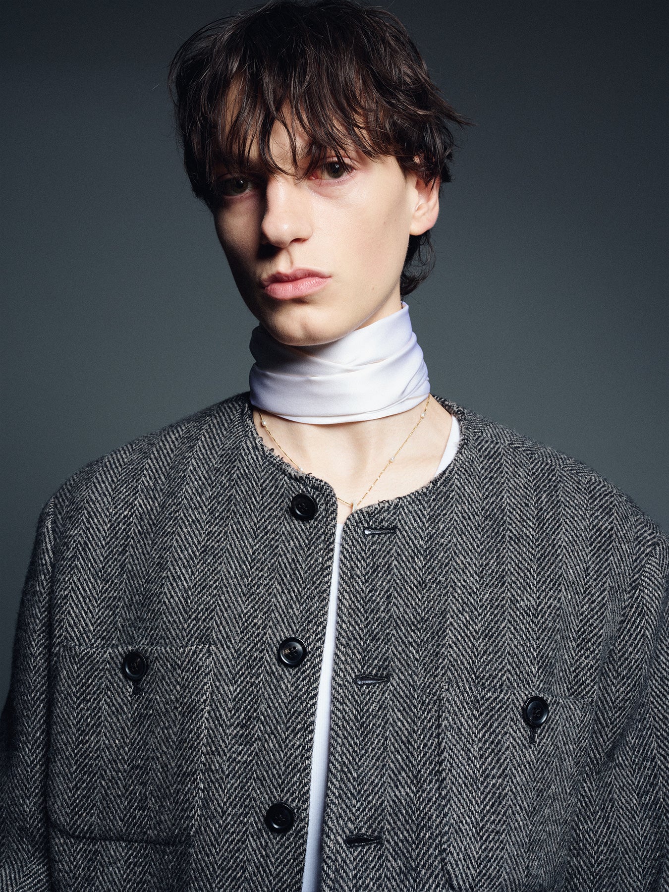 Tonywack - Herringbone Wool Cut-Off Blouson (Black/Grey) product image 7 | TRAB K-Fashion Australia