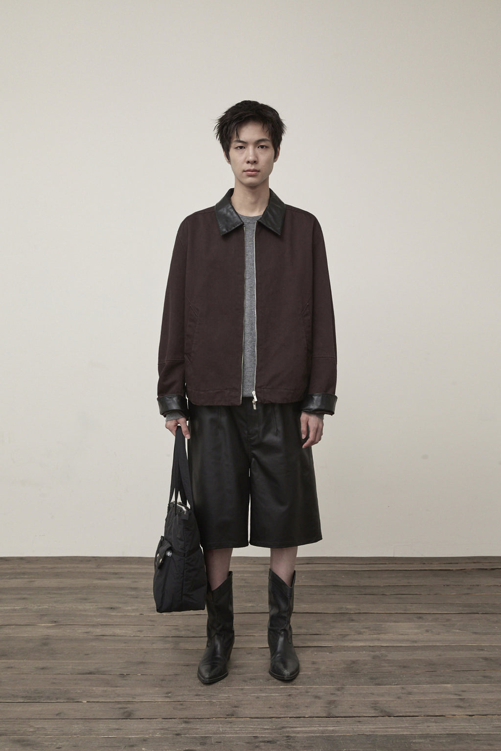 Matin Kim - Leather Collar Point Work Jacket (Dark Brown) product image 5 | TRAB K-Fashion Australia