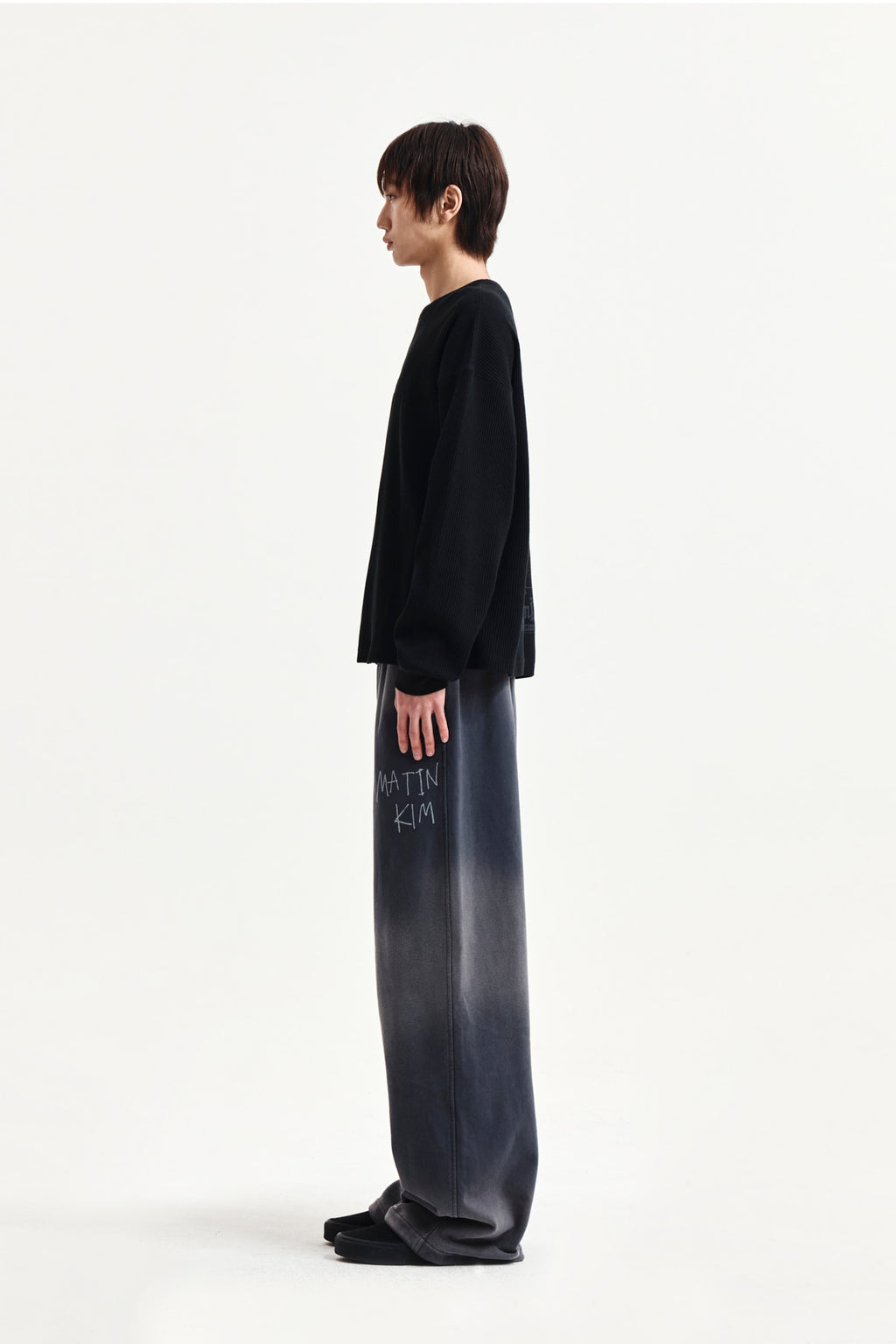 Matin Kim - Sleeve Logo Waffle Top (Black) product image 6 | TRAB K-Fashion Australia