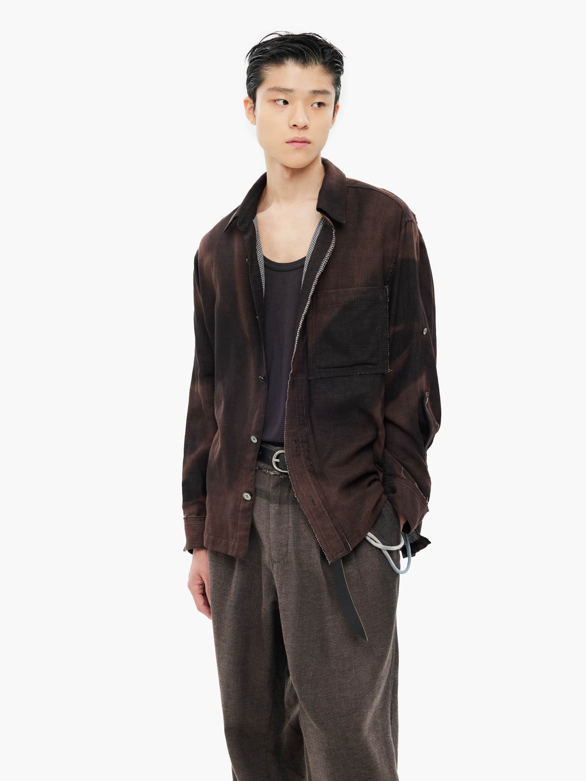 Jiyong Kim - Sun-Bleached Strap Detailed Shirt (Black) product image 2 | TRAB K-Fashion Australia