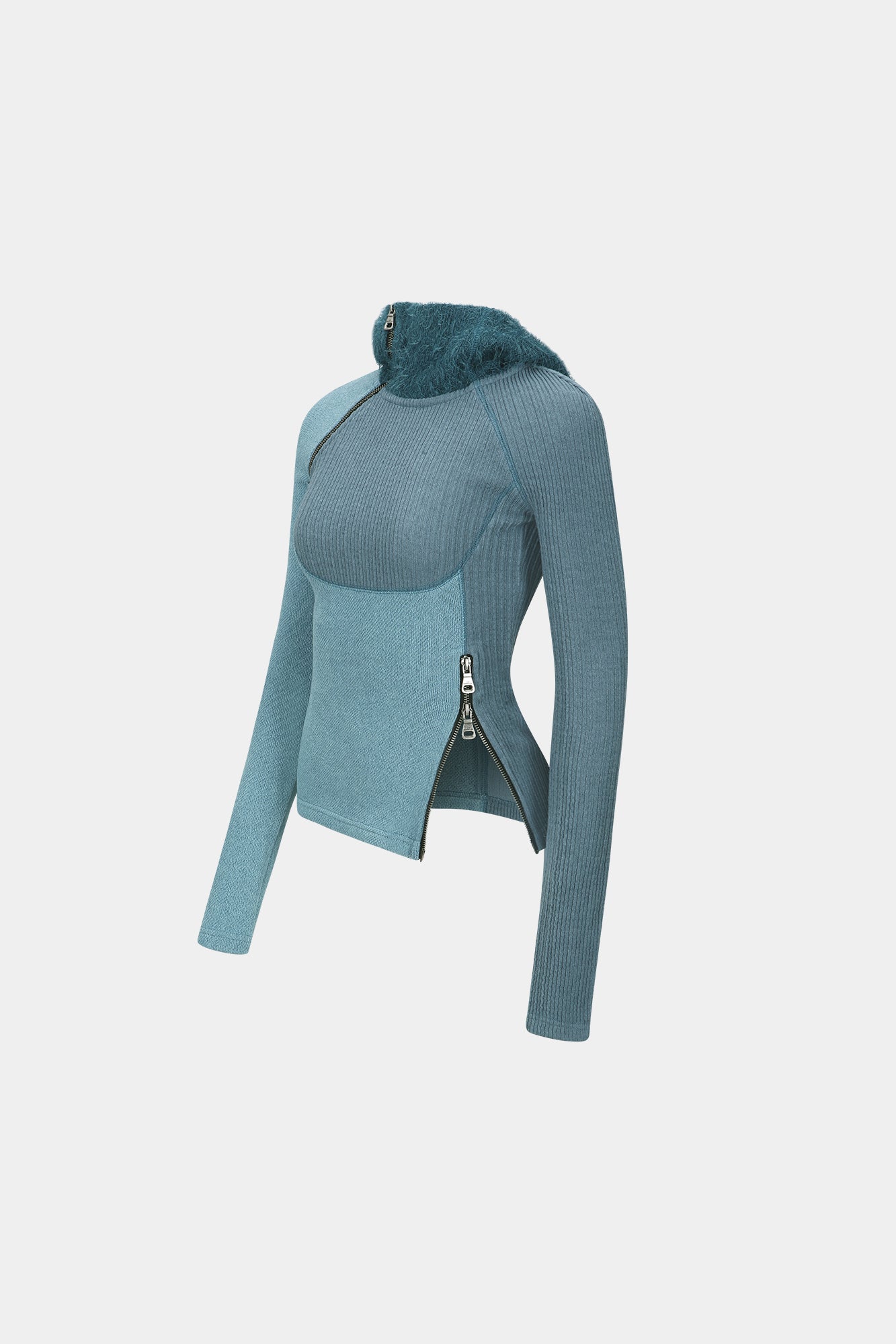 Andersson Bell - (essential) Tight Ribbed Combination Hoodie (Blue) product image 8 | TRAB K-Fashion Australia