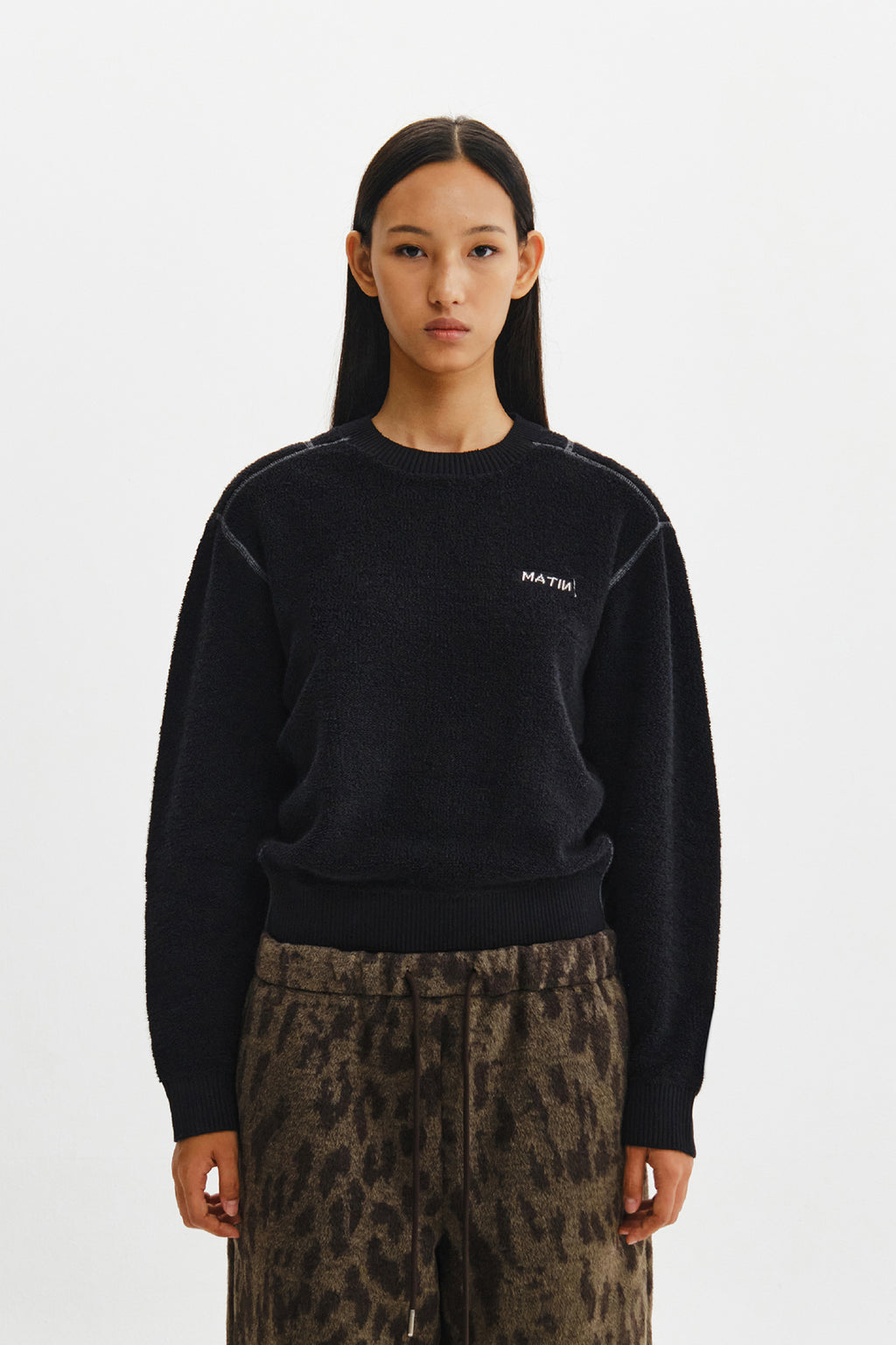 Matin Kim - Boucle Texture Knit Pullover (Black) product image 11 | TRAB K-Fashion Australia