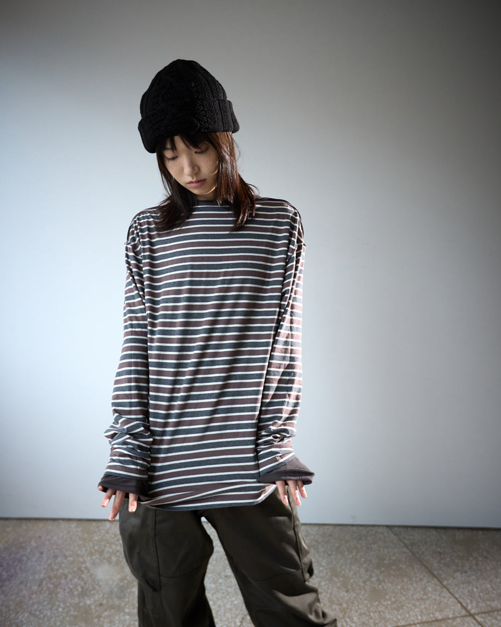 Hatchingroom - Two Face Stripe Tee (Brown) product image 10 | TRAB K-Fashion Australia