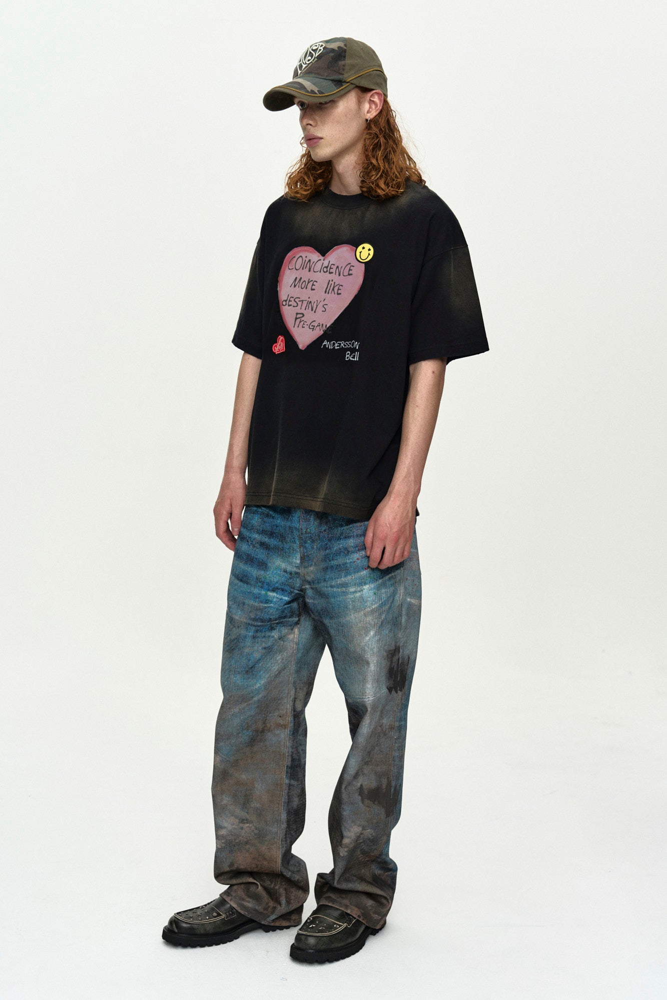 Andersson Bell - (essential) Unisex Heart Logo Embroidery Layered Cap (Khaki) product image 7 | TRAB K-Fashion Australia