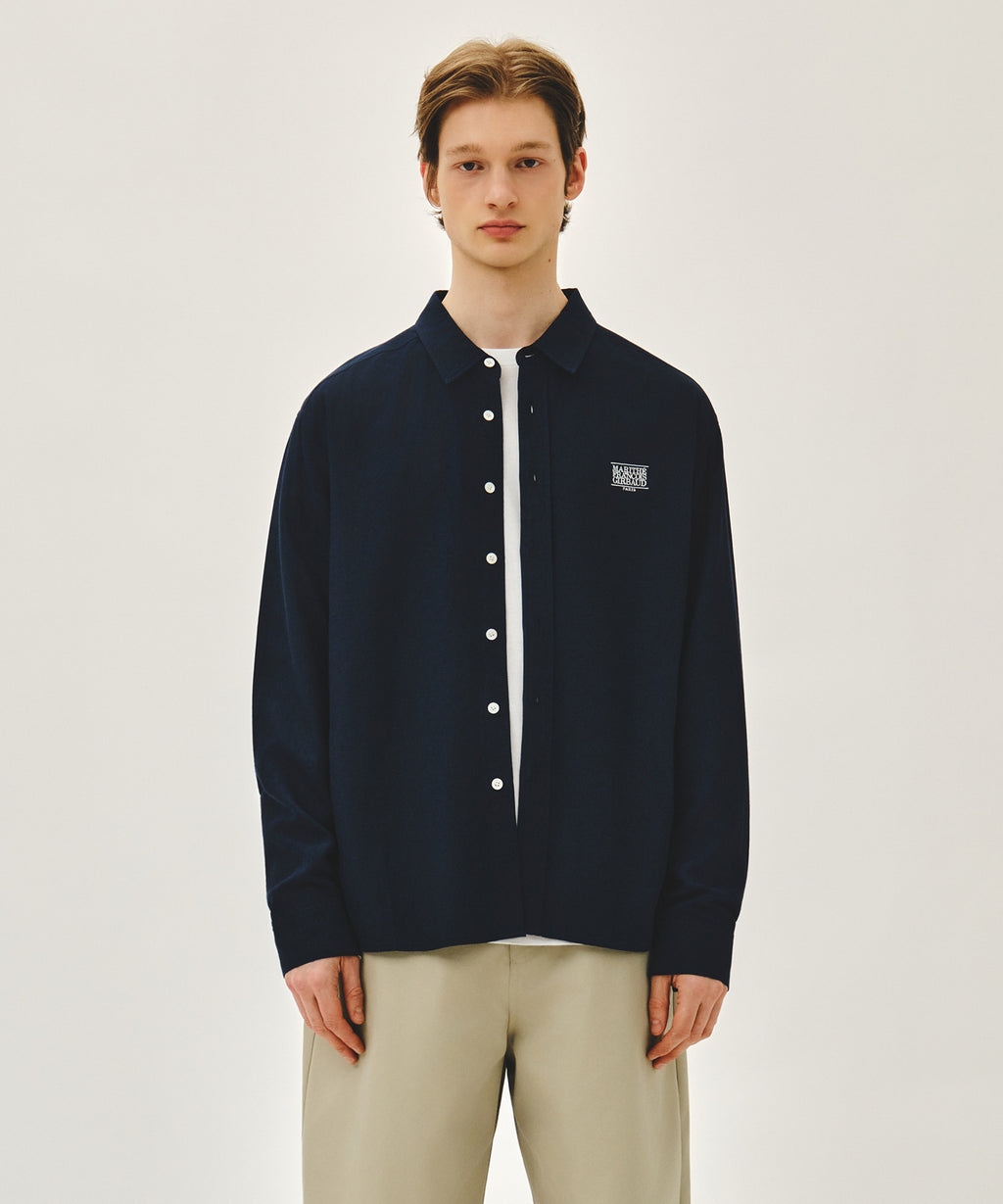 Marithe & Francois Girbaud - Classic Logo Linen Shirt (Navy) product image 1 | TRAB K-Fashion Australia