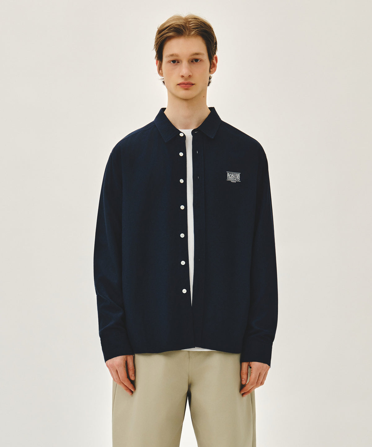Marithe & Francois Girbaud - Classic Logo Linen Shirt (Navy) product image 1 | TRAB K-Fashion Australia