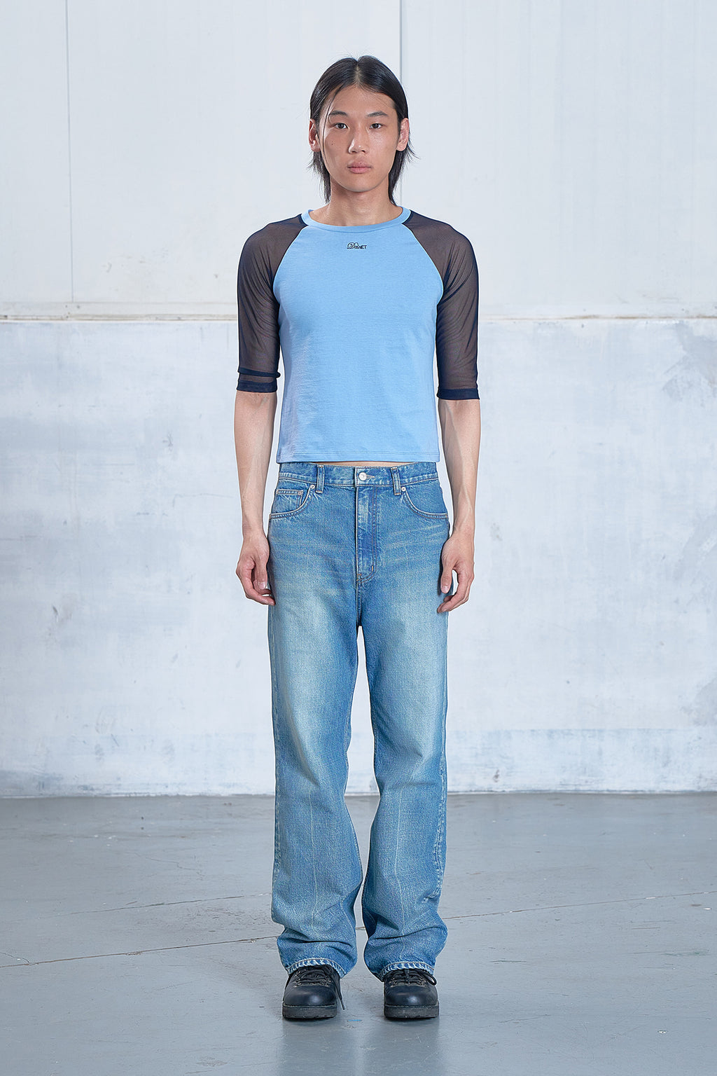 Deinet - Mesh Contrast Raglan Half Sleeve (Blue) product image 1 | TRAB K-Fashion Australia
