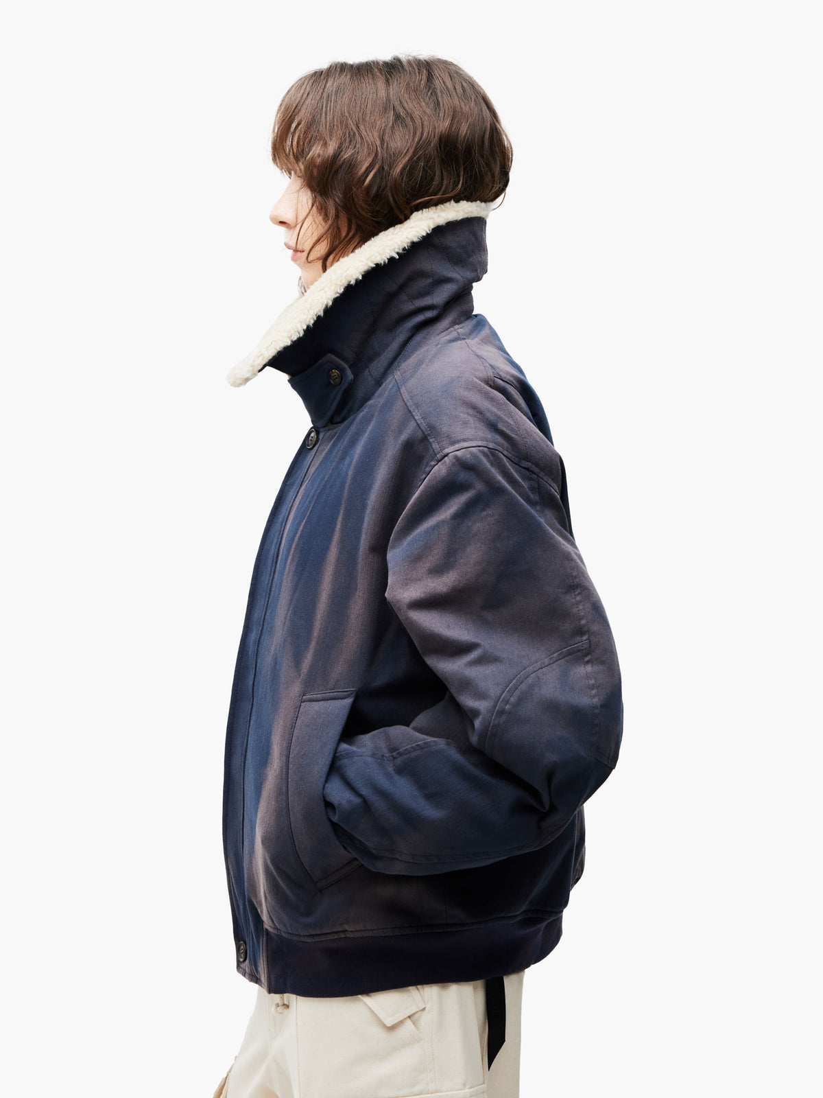 Jiyong Kim - Sun-Bleached Wide Collar Jacket (Navy) product image 5 | TRAB K-Fashion Australia